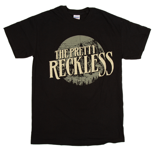 Black t-shirt with 'The Pretty Reckless' logo on a white background
