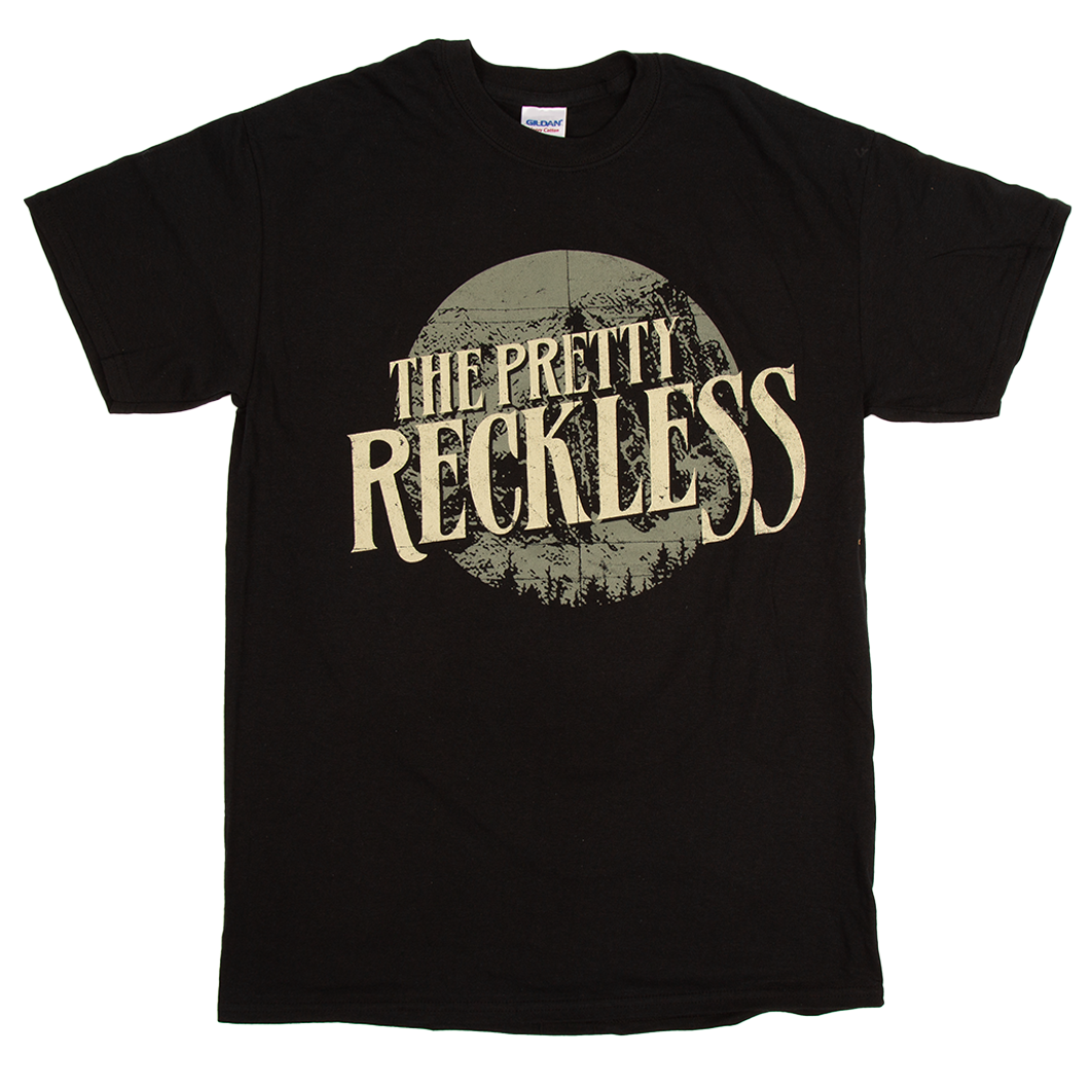 Black t-shirt with 'The Pretty Reckless' logo on a white background