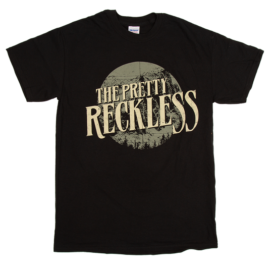 Black t-shirt with 'The Pretty Reckless' logo on a white background